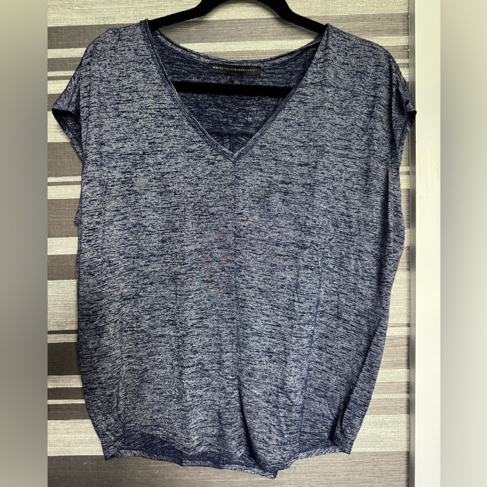 WHBM Heather Blue V-Neck Women's Top